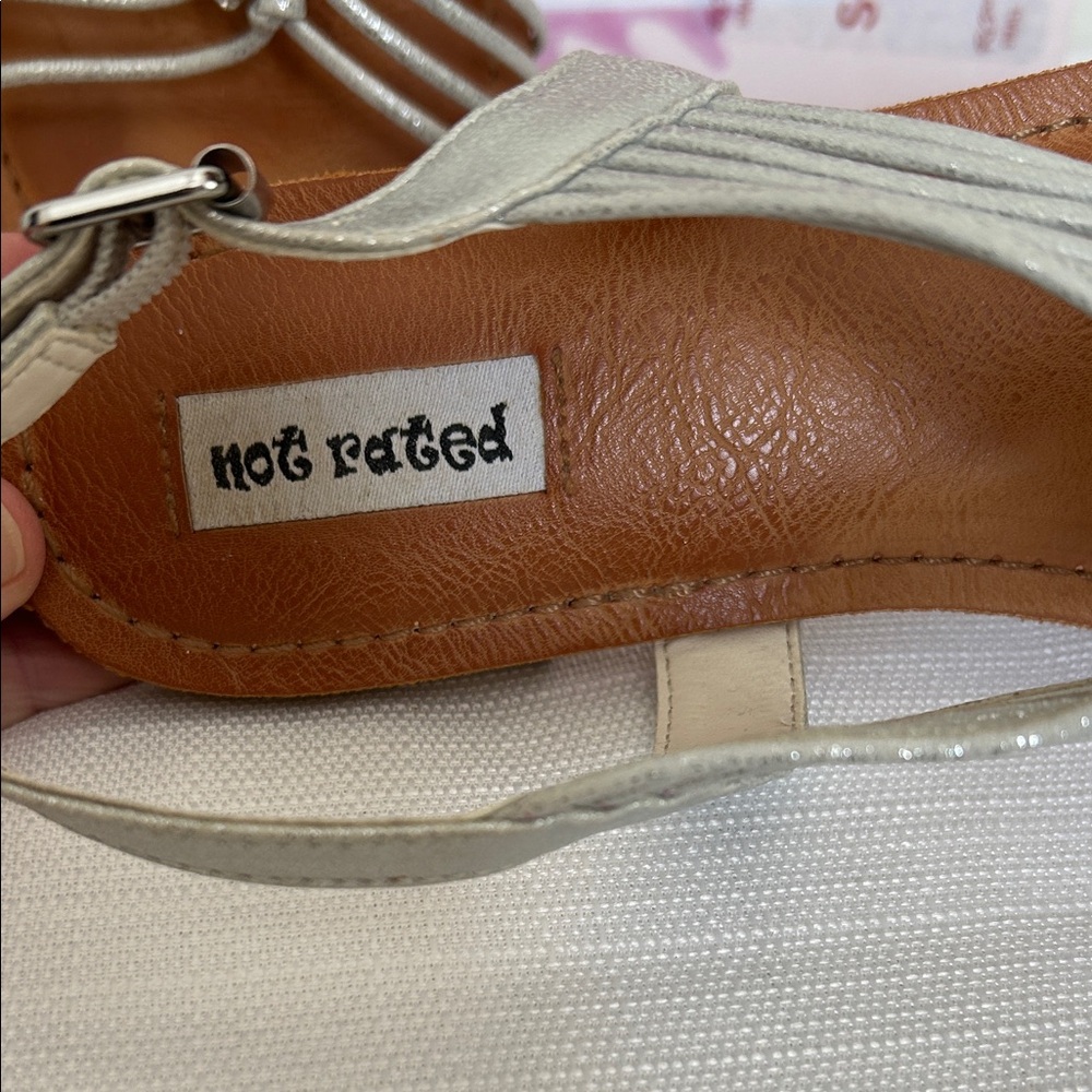 Not Rated Silver Rhinestone Multi-Strap Slingback Sandals - Picture 3 of 6